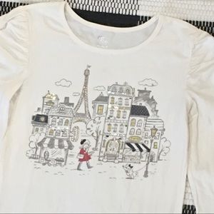 City girl France Eiffel Tower cotton ruched sleeves long sleeve girl shi…